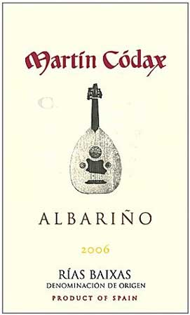 Martin Codax Albarino 2006 label